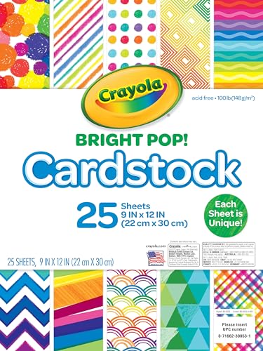 Papier cartonné Crayola coloré en lot de 25 feuilles pour le dessin