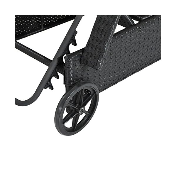 Outsunny Garden Rattan Furniture Single Sun Lounger Recliner Bed Reclining Chair Patio Outdoor Wicker Weave Adjustable Headrest with Fire Retardant Cushion - Image 9