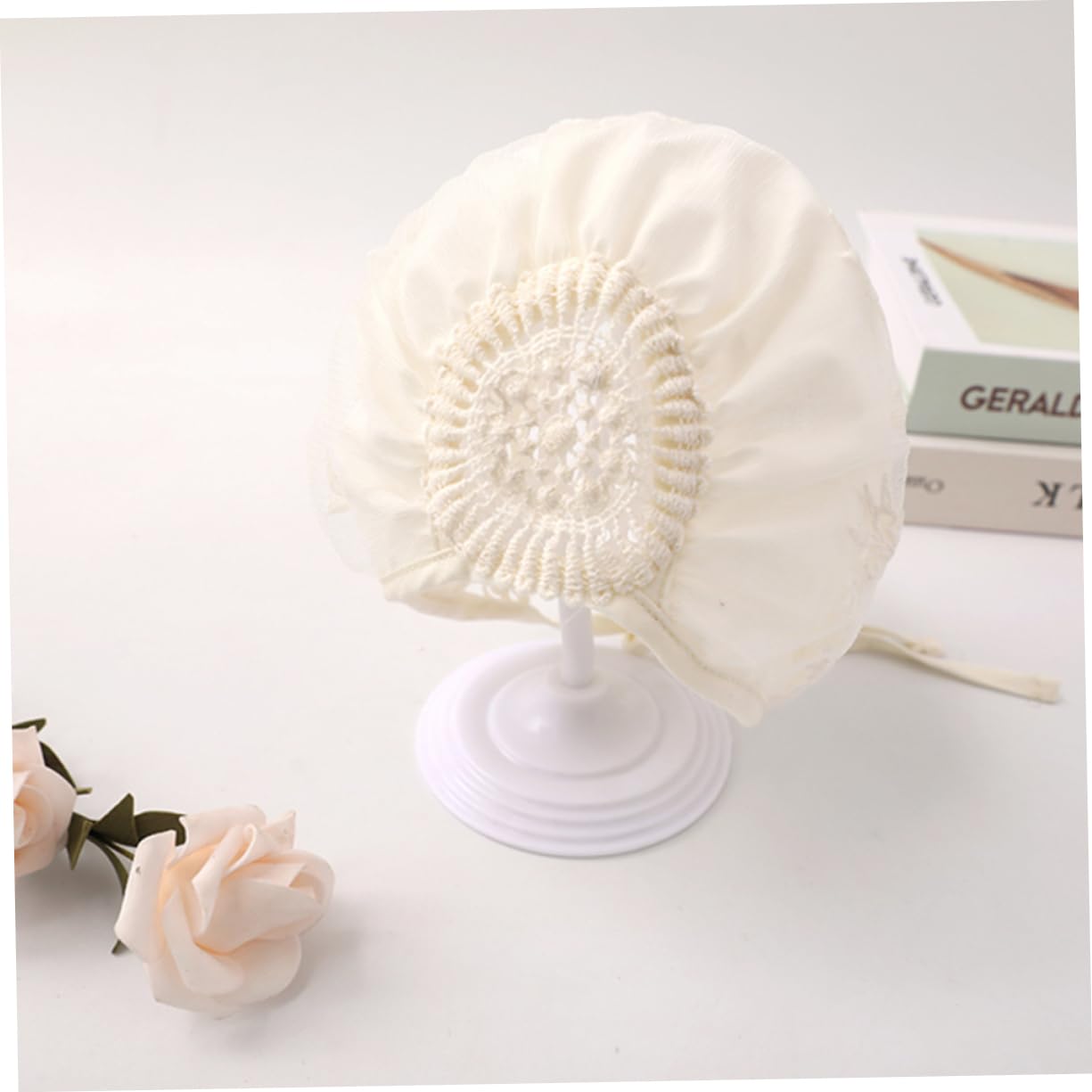 GLEAVI Sombrero De Corte Princesa Sombrero Vivero Ducha Ultravioleta Capó Sombrero De Niña Gorro De Chicas Sombreros De Bebé Recién Nacido Cordón Beige