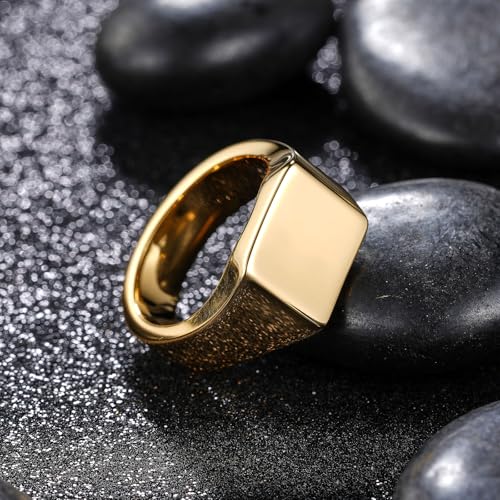 King Will Men's Tungsten Signet Rings Thumb Pinky Biker Band Ring For Men High Polished Plain Wedding Statement Ring Comfort Fit Size 7-122