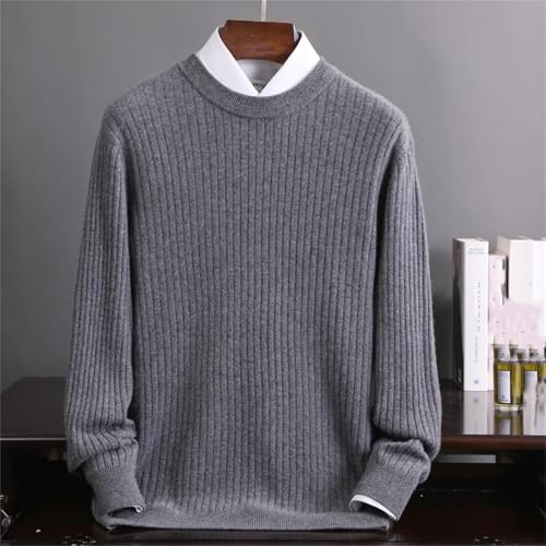 Men’S Cashmere Striped Pullover Sweater Casual Round Neck Long Sleeve Basic Knit Jumper Tops3