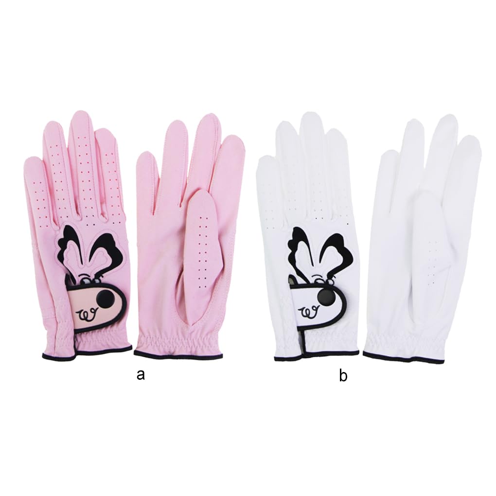 1 Paar Cartoon-Golfhandschuhe, atmungsaktive Golfhandschuhe, tragbar, verdickte Fäustlinge, Hand für Outdoor-Platz, Fitnessstudio, Rosa, Größe 20