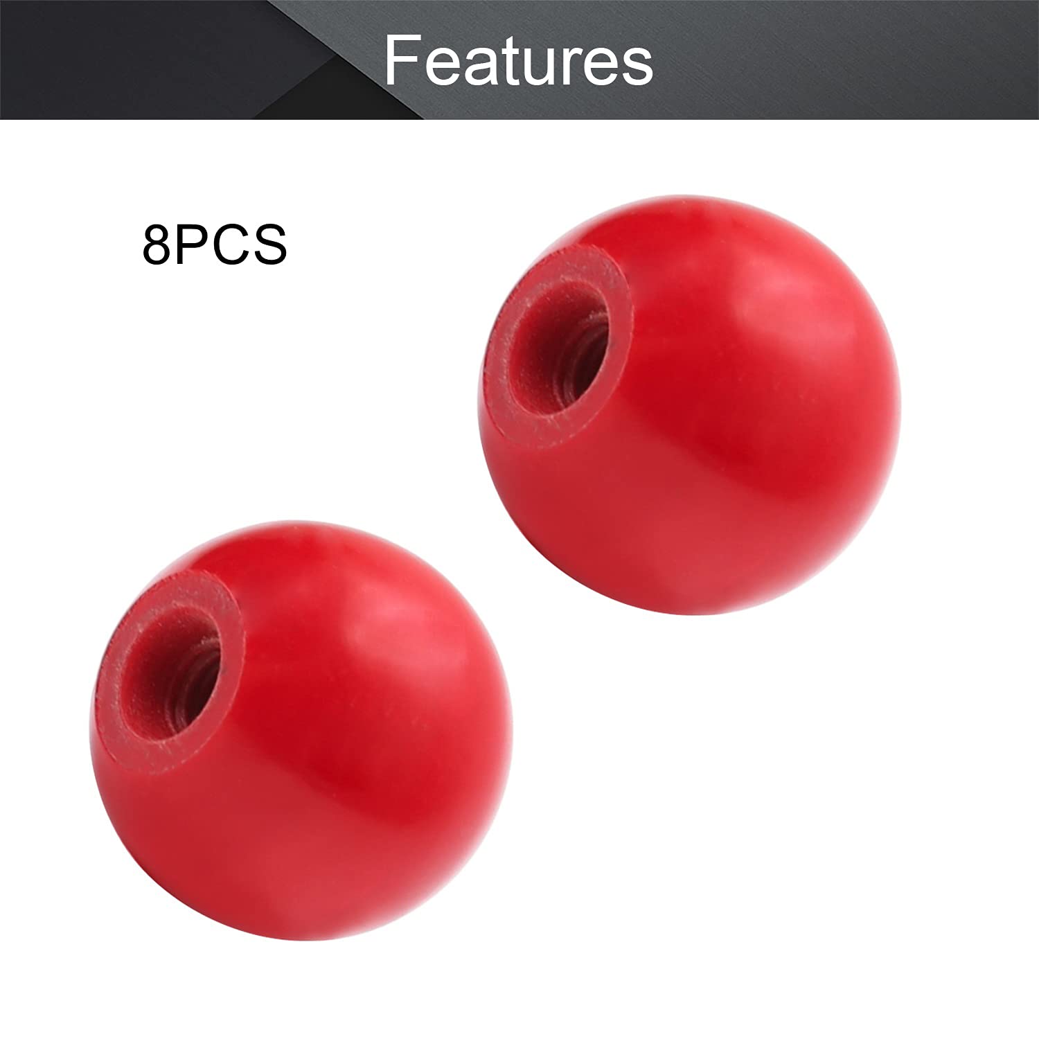 M METERXITY Lot De 5 Boutons à Boule Filetés, Filetage Femelle M6, Diamètre 25 Mm, Bouton Sphérique Thermodurcissable Pour Tour/machine/tondeuse à Gazon, Poignée De Levier Ronde En Laiton Phénolique