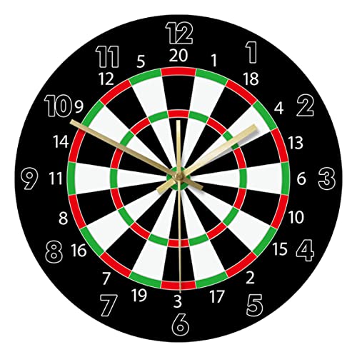 Artibetter 12 Zoll Wanduhr Leise: Pfeilmuster Design für Darts Zimmer & Bar - Stumme Wanduhr Acryl Modern