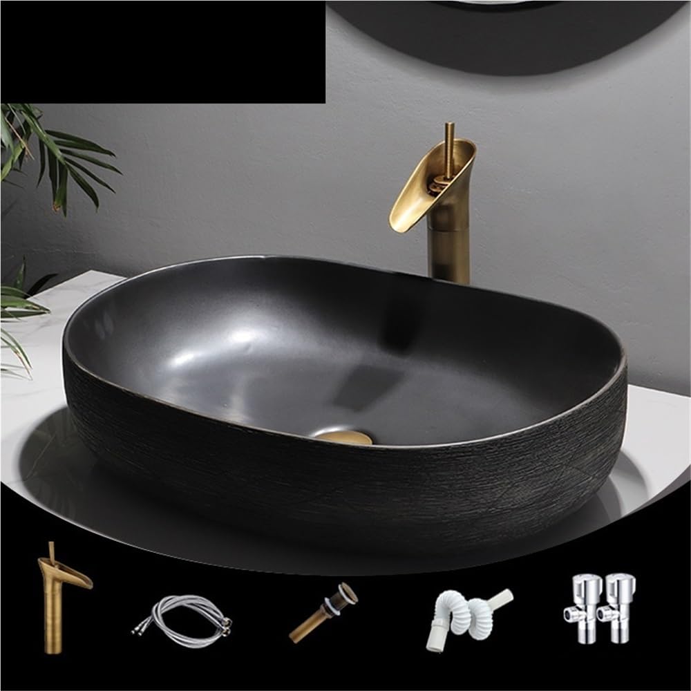 Retro zlew łazienkowy – porcelanowa ceramiczna miska do mycia naczyń nad blatem dla stylowego wystroju domu vintage design i łatwa do czyszczenia