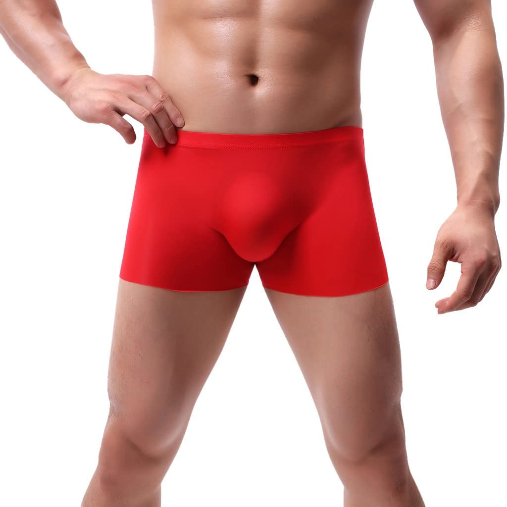 Mens Solid Color Cotton Comfort Performance Boxer Briefs Soft Stretch Fabric Sweat-Wicking Supporter Underwear