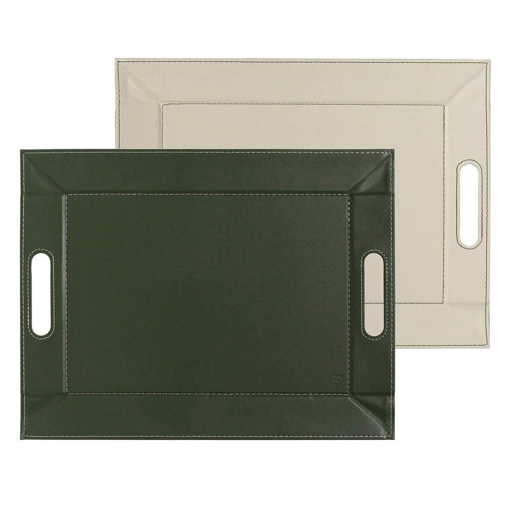 Freeform DUO Wendetablett 55 × 41 cm – Olivgrün/Elfenbein, 2-in-1 Serviertablett & Tischset