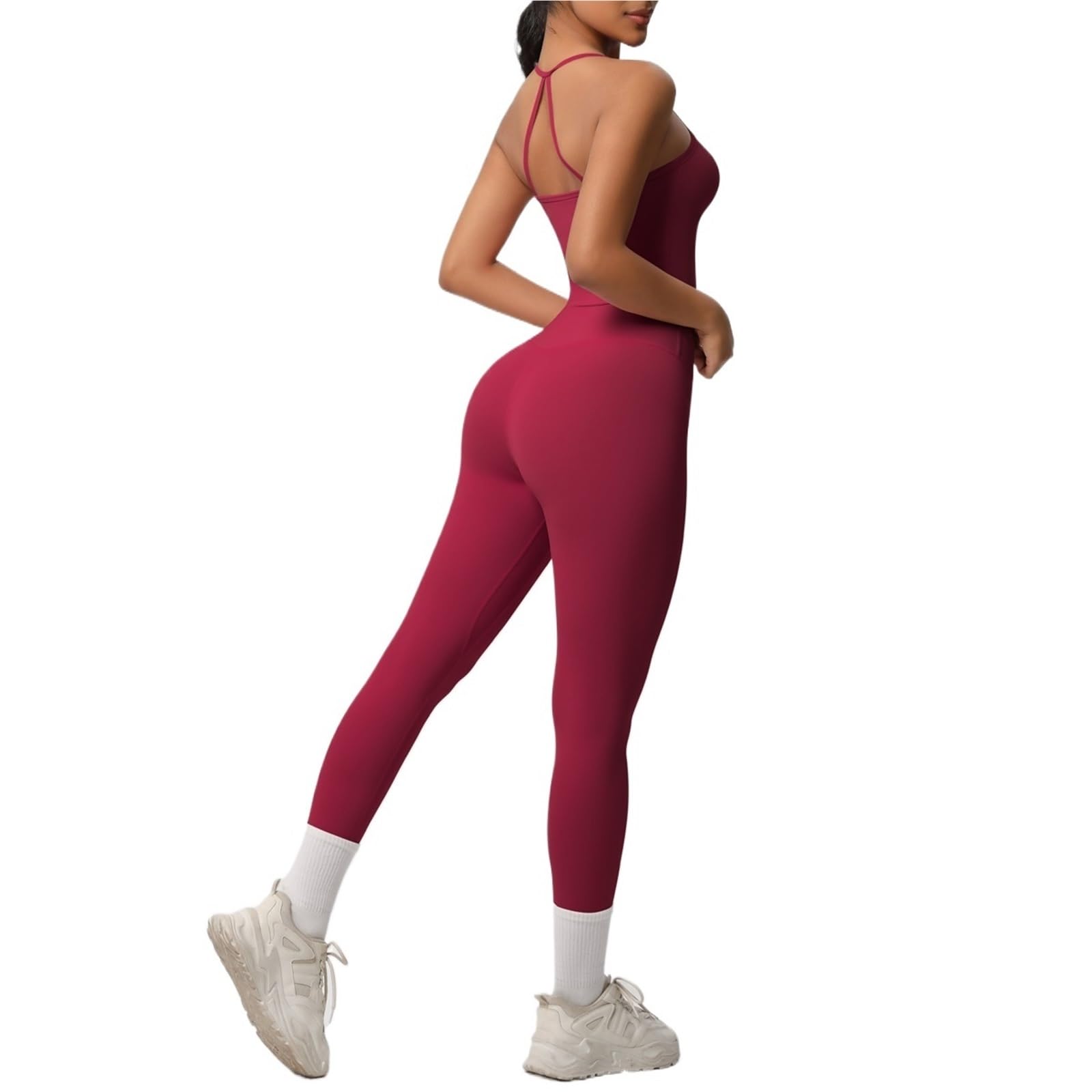 Halter Yoga Top Set Fitness Palestra Tuta Formazione Senza Maniche Sport Palestra Top Crossover Indietro Sport Biancheria Intima Controllo Dimagrante, rosa, S