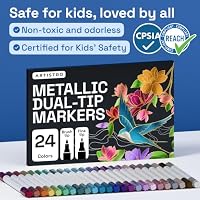 ARTISTRO 24 Metallic Dual-Tip Acrylic Paint Marker Pens for Drawing — image 7