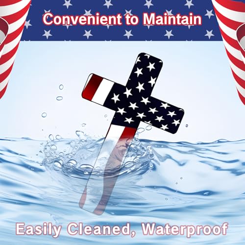 Image of NIIIYTYB 4Pcs Cross Sticker for Car Red White Blue American Flag Decal Large Christian Stickers for Cars Trucks RV SUV Boat Vehicles Patriotic Decals for Window Auto Bumper Vinyl Decoration