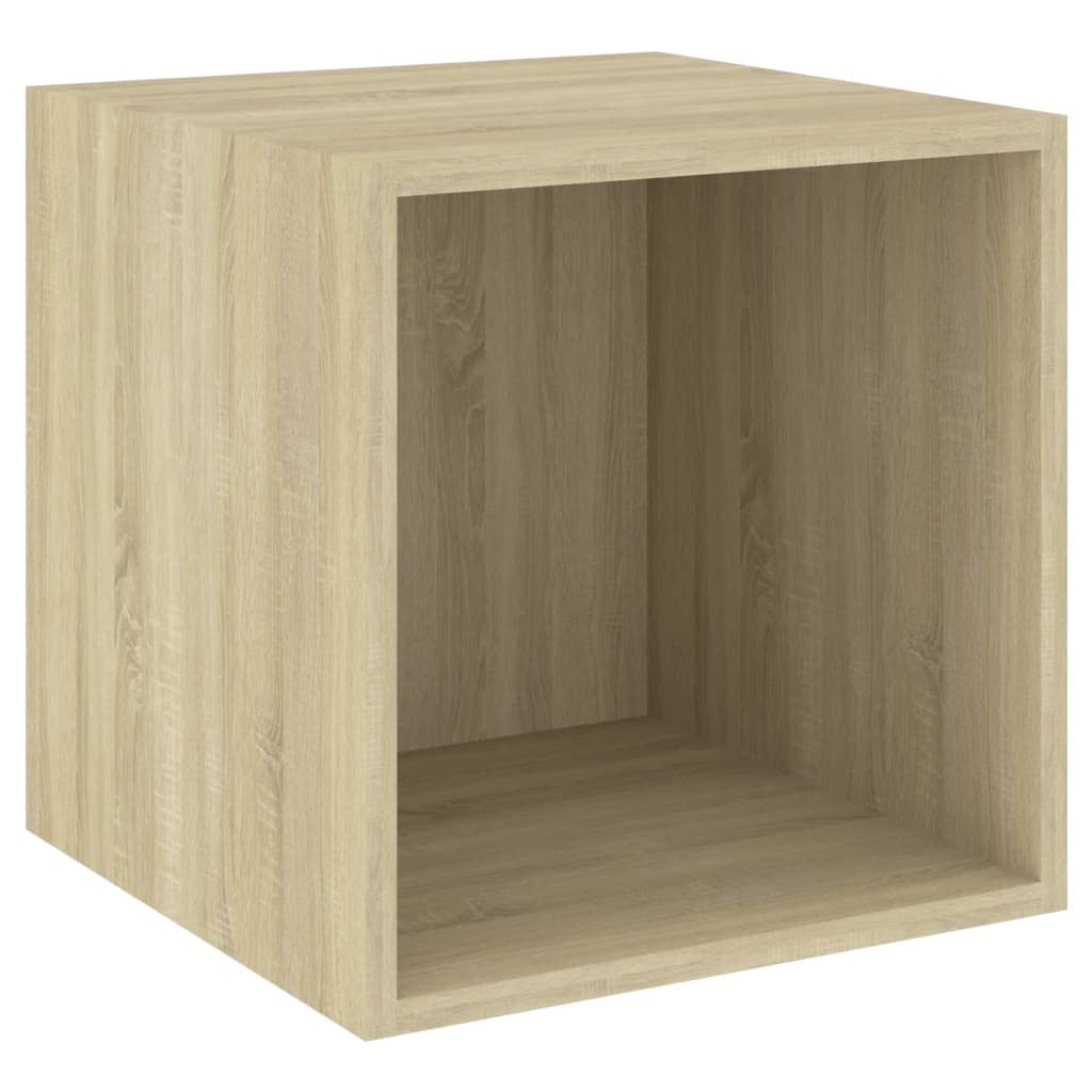 2-TLG. TV-Schrank-Set Sonoma-Eiche, Holzwerkstoff, Hängend, Wandmontage, Modernes Media-Center, Viel Stauraum für Wohnzimmer, Schlafzimmer