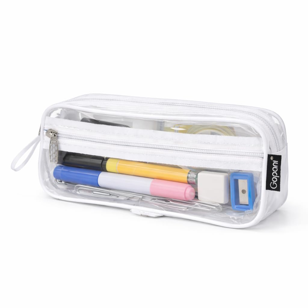 Clear Transparent Pencil Pouch, Double Zipper PVC Pouch for Board Exam, Transparent Stationery Organizer for School, Pencil Case for Girls Boys Office Use-image-30
