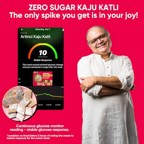 Image of Artinci Sugar Free Kaju Katli 160gm | Made with Pure Cashew Nuts | No Maltitol | Low Carb, Keto-Friendly Mithai, Vegan, Diabetic-Friendly healthy Indian Sweets, Holi Gifting