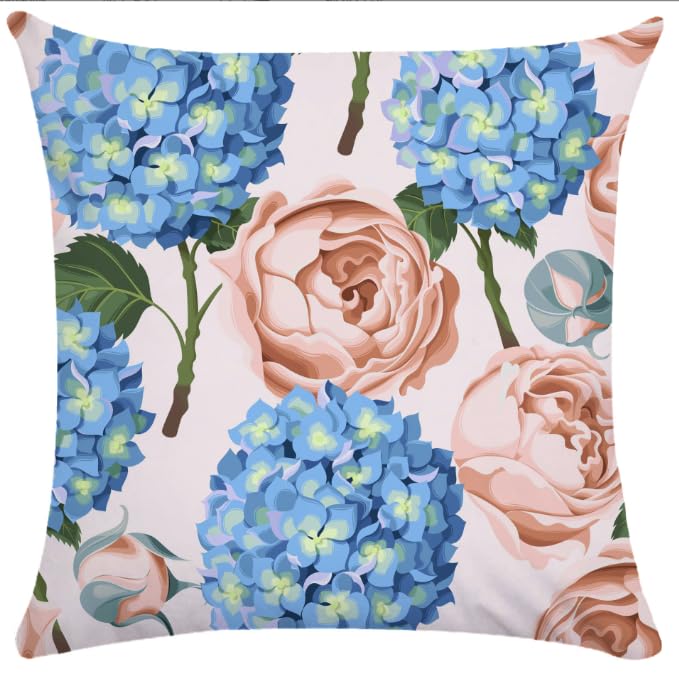 BAOKU Cushion Covers 45cm x 45cm Butterfly Rose Flowers Decorative Throw Pillow Covers 18x18Inch Square Cushion Cover Set of 4 - Image 2