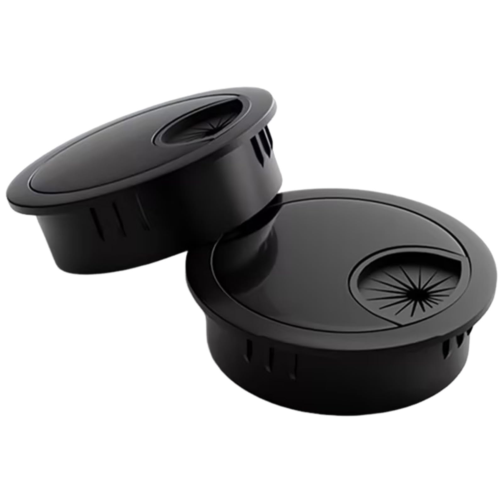 HAISHANG 2 Pcs 60mm Desk Cable Grommet, Zinc Alloy Desk Hole Cover,Black Round Cable Tidy for Computer Desk, Home Office Table Wire Management