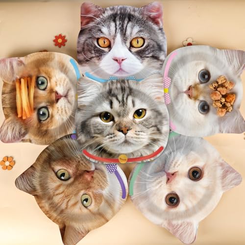 CHUNNIN 60 Pcs Cat Party Plates Cat Shaped Dinner Plates for Cute Kitten Birthday Party Supplies Kitty Disposable Dinnerware Plates for Cat Theme Birthday Baby Shower Party Favors Decorations