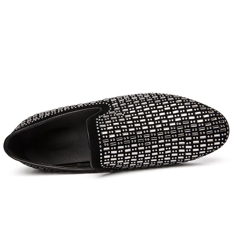 Men's Sequins Pointed Toe Lightweight Flat Loafers Casual Breathable Comfortable Non-Slip Slip-On Smoking Shoes for Driving Walking Daily3