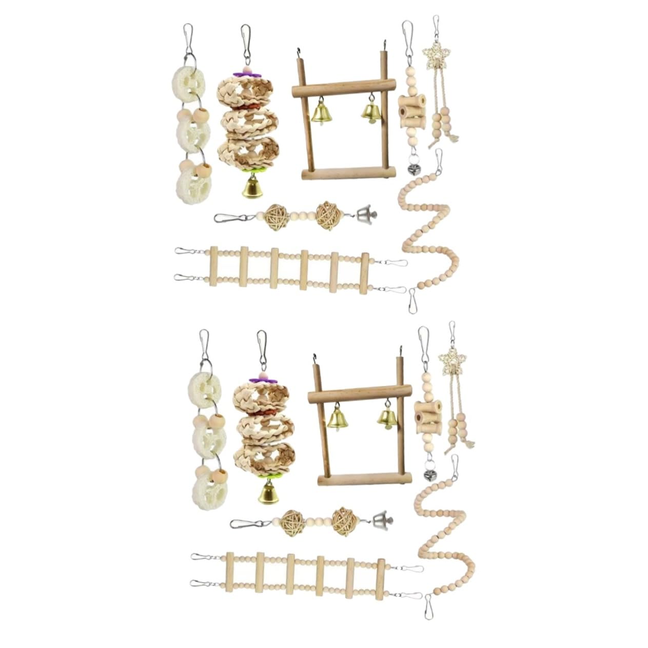 DOITOOL 2juegos Escalera De Madera para Pájaros Juguete Masticable para Periquitos y Cacatúas para Ejercicio y Descanso Jaulas Materiales De Fácil De Colgar
