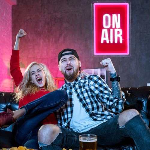 Image of ON AIR Neon Light Recording Neon Signs Wall Decor for Podcast Setup,Broadcasting Room,Radio Station,Home Studio, Gift Art for Friends,Podcaster 11.2 x 7.87 IN-USB Powered-Acrylic