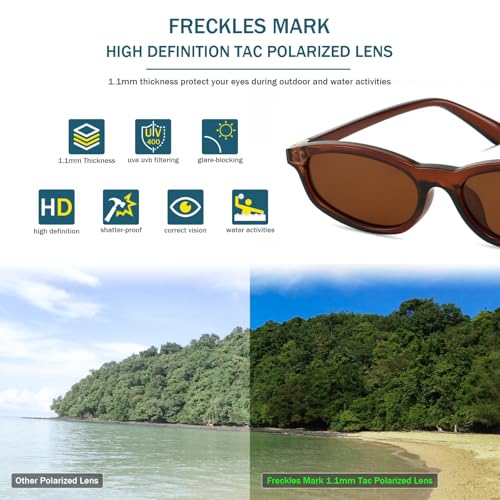 Image of Freckles Mark Polarized 90s Thin Narrow Sunglasses for Women Men Small Sun Glasses Plastic Frame