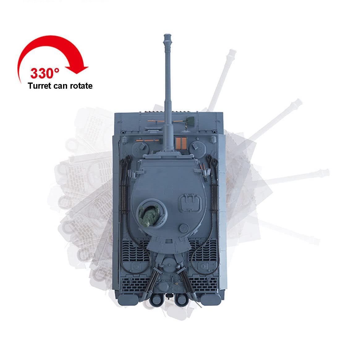 1/16 Scala tedesca Tiger I RC Tank 3818, Heng Long 7.0 RTR 2.4GHz Telecomando Serbatoio militare con torretta rotante a 340°, fumo, suono, luce, tiro BB e combattimento a infrarossi (versione