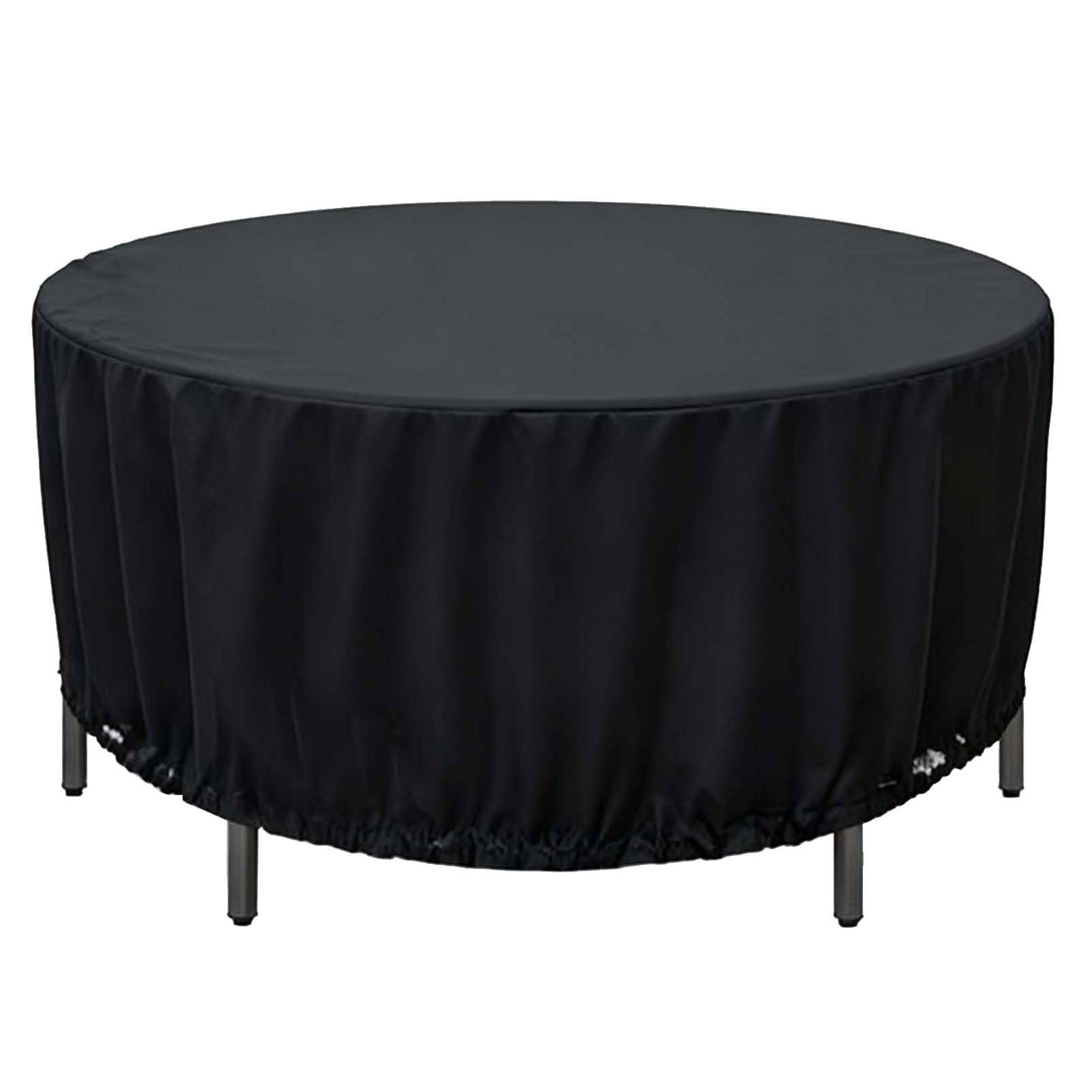 260x50cm Waterproof Round Garden Table Cover Heavy Duty UV Resistant & Windproof Outdoor Furniture Protector Durable Black Ox Fabric Fur Set Cover