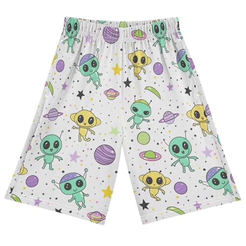 ALAZA Alien Starry Solar System Planet Pajama Shorts Sleep Shorts Pant Lounge Pajama Bottoms Elastic Waist with Pockets - Main Image