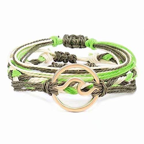 Handmade Braided Wax Rope Adjustable Strand Wrap Bracelet Set Waterproof Wave Shell Charm Stretch Knot String Thread Bracelets Pure Life Friendship Jewelry