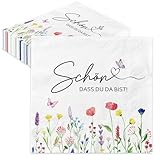 40 Stück Servietten Hochzeit – Servietten Schön Dass Du Da Bist, 3-Lagige Papierservietten mit Blumen & Schmetterling Motiv – Tischdeko für Hochzeit, Geburtstag, Frühling, Ostern, Taufe