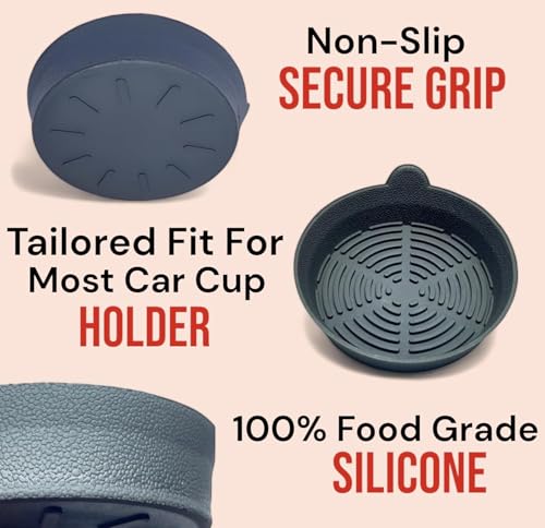 Image of Silicone Car Cup Coaster Set of 4 | Compatible with Audi A8 | Anti-Slip Cup Holder Insert | Black