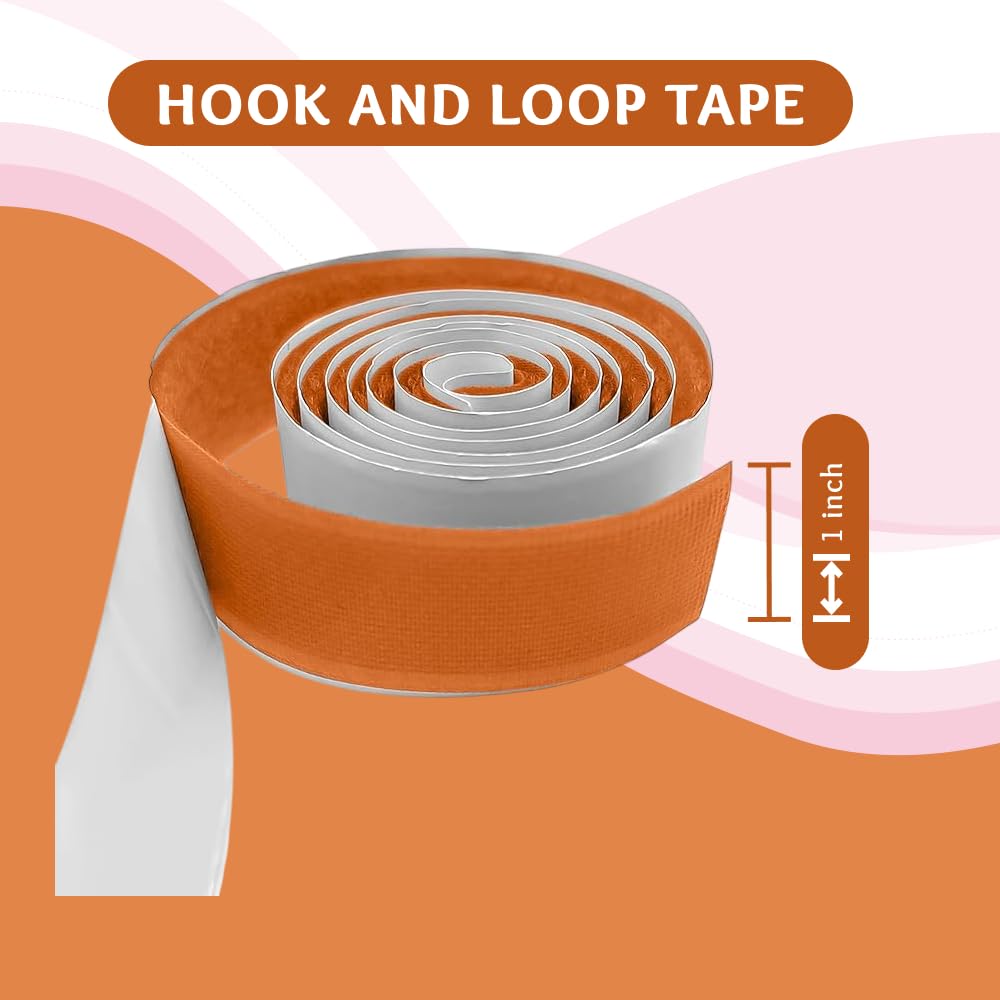 1 Inch Orange Hook and Loop Tape 1 Yard Self Adhesive Sticky Strong Back Fastener Nylon Excellent Grip Strips Heavy Duty Fastener Roll for Fixing and Hanging Home Office School Car and Crafting