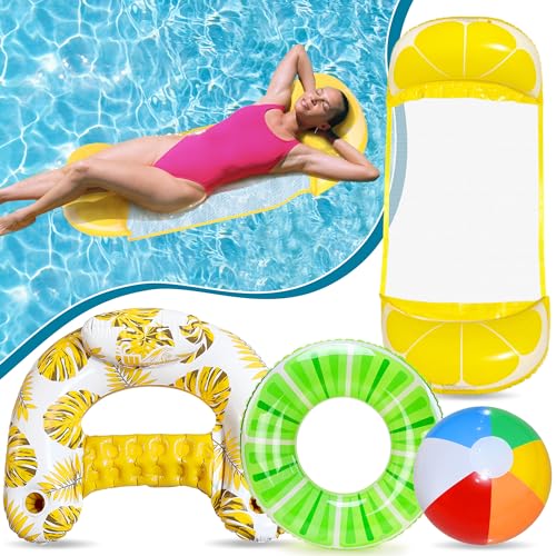 Lubibi Fauteuil Gonflable de Piscine,Matelas Gonflable Piscine,Hamac Gonflable,90CM Anneau de Natation Gonflable,Ballons de Plage gonflables,Beach Ball,Jouet...