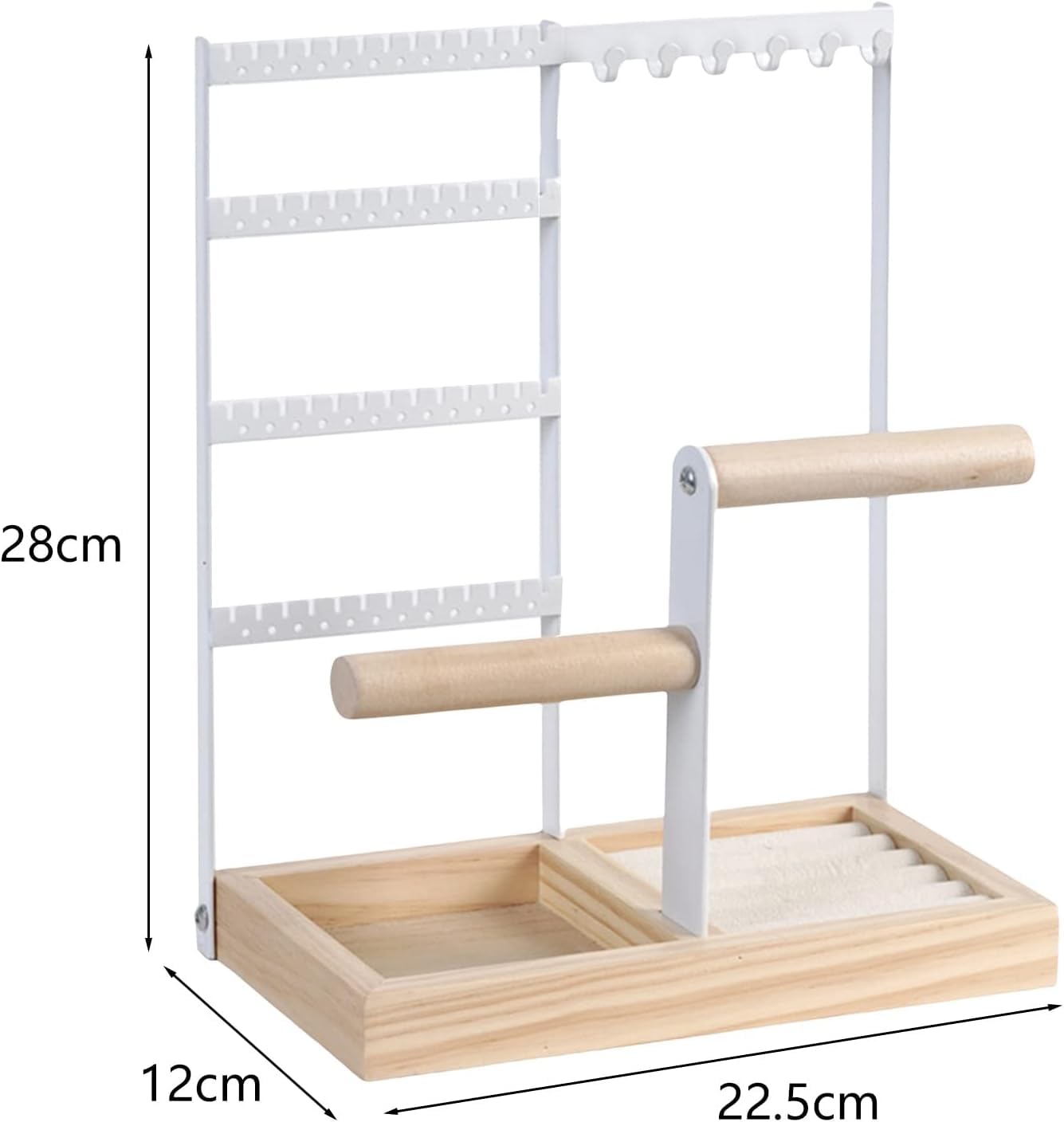 Organizador De Pendientes Y Joyero Blanco De Varios Niveles: Expositor De Madera para Pendientes, Collares, Pulseras, Anillos Y Relojes: Una Solución De Almacenamiento Elegante. White