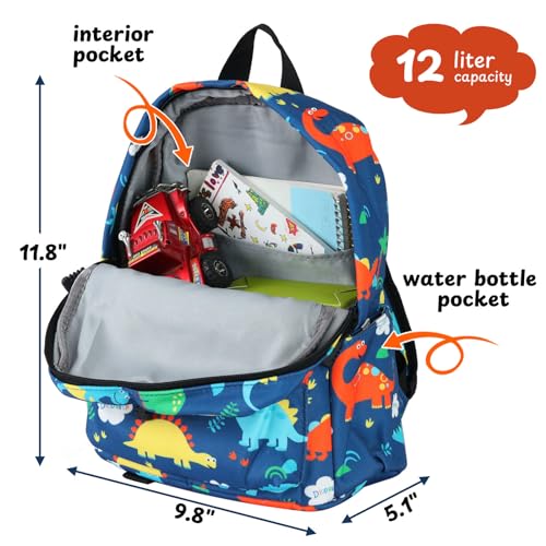 Image of Zicac Toddler Backpack for Boys Girls 12 inch Mini Kids Backpack for School & Travel, Preschool Kindergarten Cartoon Daypack (Dark Blue)