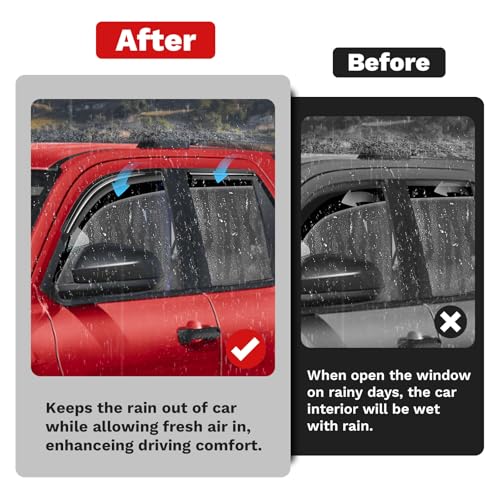 Image of Canvcle 4Runner Rain Guards Window Visors for Toyota 4Runner 2025 2026, Outside-Mount Tape-On Side Window Wind Deflectors for 4Runner Accessories, Vent Visors Shades Rainproof Black 4PCS