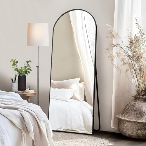 Image of Full Length Mirror, XX-Large Arch Mirrors with Stand, 71x26 Inches Floor Mirror for Wall Hanging or Leaning, Bedroom, Dressing Room, Black