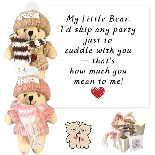 ChilArt Mini Handcrafted Worry Bear Gift Set with Inspirational Card(Two)