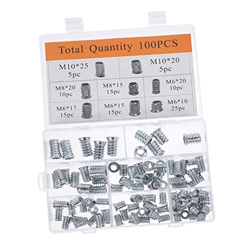 JECOMPRIS 1Set Threaded Insert Nut for Wood Furniture Inserts with Plating Sturdy Design for Softwood Hardwood for Easy Fastening Furniture Projects