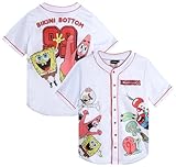Nickelodeon Men's Spongebob Squarepants, Rugrats Baseball Jersey - Fashion Vintage Shirt - Jersey Top Men and Women (S-4XL), Size Large, Spongebob White