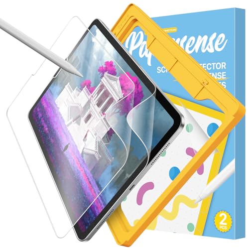 OMOTON PAPERSENSE 2 Pack Paper Screen Protector for iPad Pro 11 inch (2022/2021/2020/2018) and iPad Air 5th&4th Generation(10.9 inch 2022&2020) Anti-glare Matte PET Film with Easy Installation Tray Draw Like on Paper Ultra-Responsive