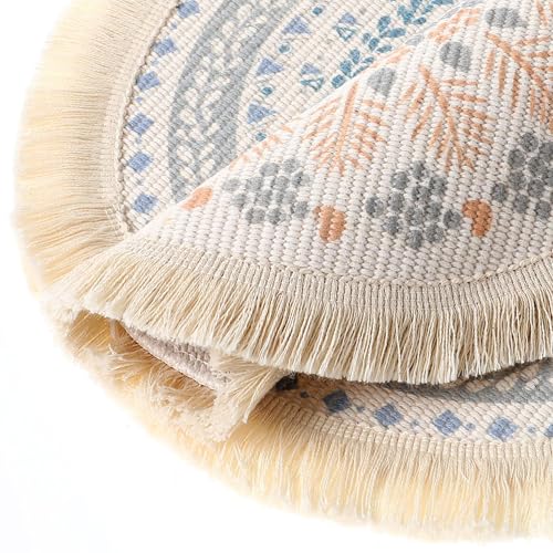 Set de table rond coton tissé absorbant résistant chaleur table salle à manger 34cm - 5