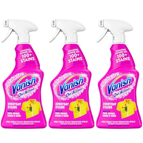 Vanish Oxi Action Everyday Stain Spray for Couloured Garments and Fabrics - 500ml Pre-Treat Spray Without Chlorine Bleach (3 x 500ml)