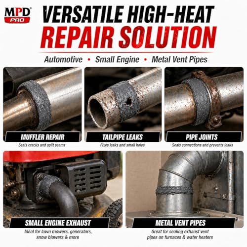 Image of MPD Muffler Cement Putty - 16 oz | Seals Exhaust Leaks, Cracks & Holes | Heat Resistant Up to 2000F | Easy Application for Automotive Repairs (Pack of 2)