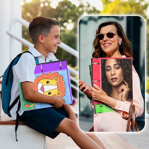 Image of WOT I 1.5 Inch Telescoping 3 Ring Binder 6 Pack, Expandable Flexible Binder with Customizable Front Cover & Clear Catalog Pocket, Holds 370 Sheets, Assorted Colors, School Office Supplies