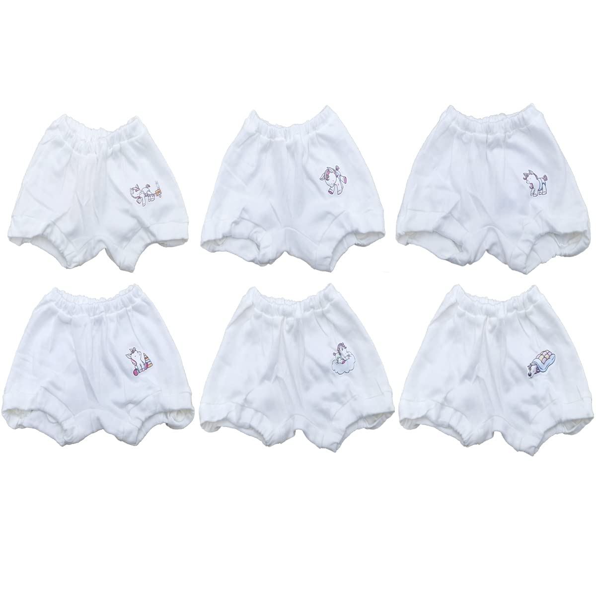 Baby Bucket Soft Cotton Baby Girl's & Boy's Panties Set of 6 (6 Months-12 Months, Bloomer -White Colour-15WH1)