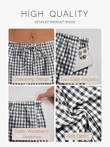 GKBK Women Boxer Shorts Gingham Pajama 2026 Casual Summer Lounge Sleep Plaid Pj Shorts Y2K Beach Bottoms - image 5