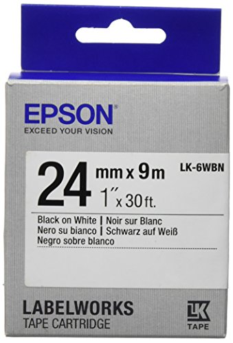 Epson Nastro fondo Standard Bianco per testo Nero 24/09 LK-6WBN