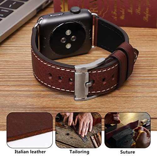 Image of HUAFIY Compatible for Apple Watch Bands 42mm 44mm45mm46mm 49mm 38mm 40mm41mm, Genuine Leather Band Strap for iWatch Series 11 /10 /9 /8,7,6,5,4,3,2,1, Ultra3 2 1