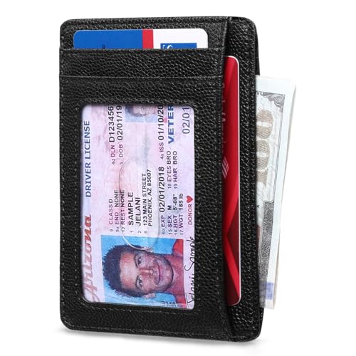 Image of RUNBOX Slim Minimalist Front Pocket RFID Blocking Leather Wallets for Men and Women Card Holder Wallets Gifts for men