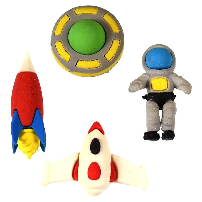 Image of AK Store (Pack of 4) 3D Cute Cartoon Shape Rubber Pencil Erasers, School Stationery for Kids, Boys Girls, Birthday Return Gifts (Space)